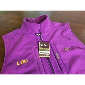 Drake LSU Windproof Layering Vest Mens 2XL Purple Fleece MST SD-LSU-1600-PUR-5